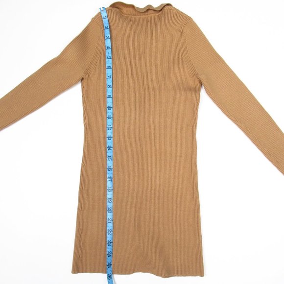 Anthropologie Maeve Ribbed Slim Cardigan Honey Brown XS Petite XSP - Picture 6 of 9